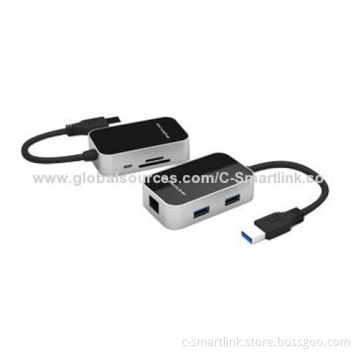 USB3.0 Hubs with SD/TF and Ethernet, Supports SD Card and TF Card, 2 Hub Ports, 1SD and 1TF, 3-in-1